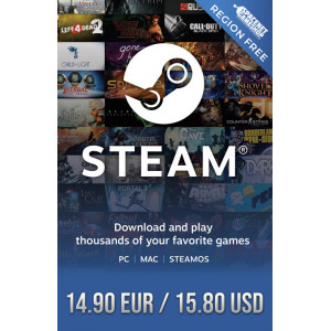 Steam Wallet 14.90 EUR / 15.80 USD Region Free